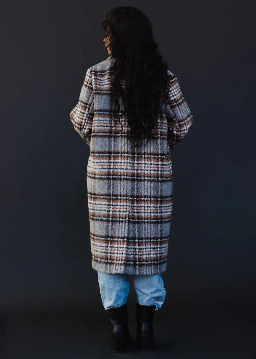 Sienna Plaid Long Coat