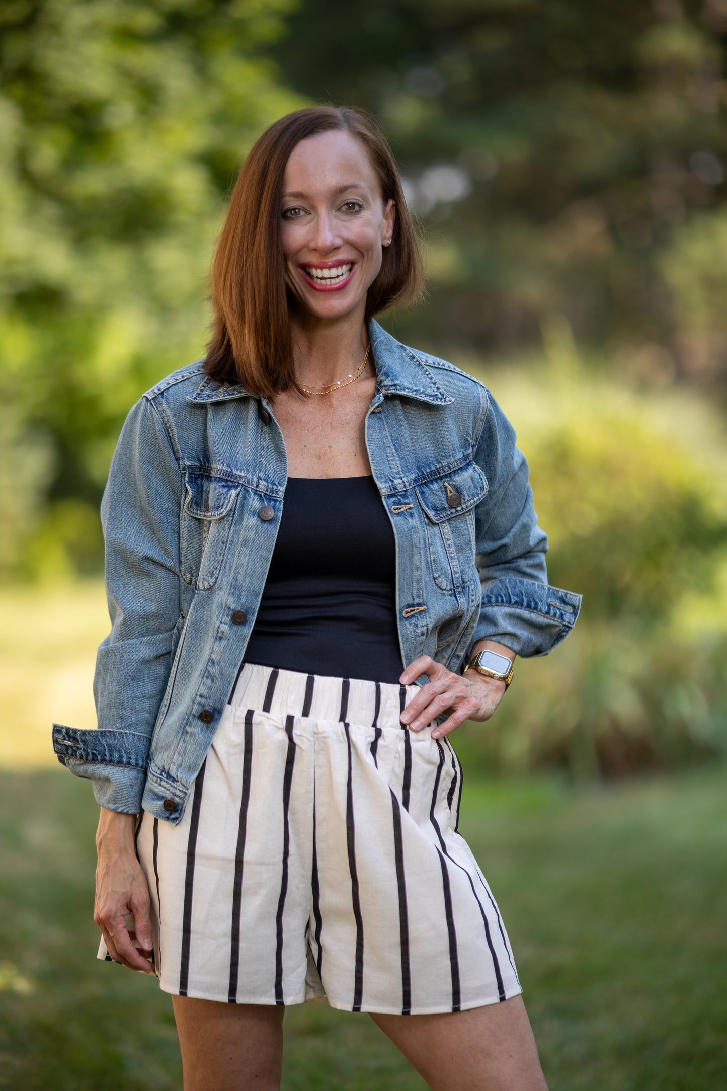 Kelsea Cream & Black Striped High Rise Linen Shorts