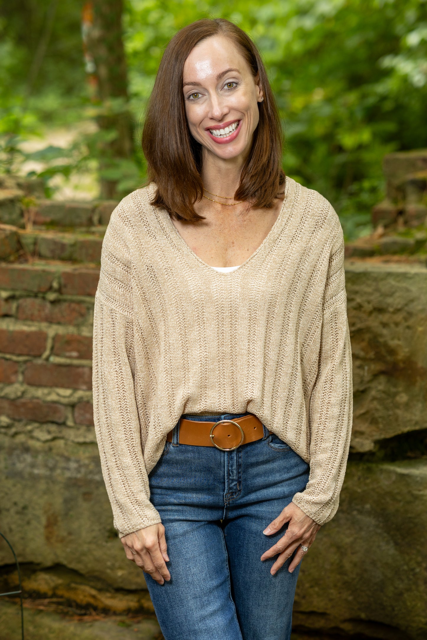 Devon Wide Rib Knit Sweater - Taupe