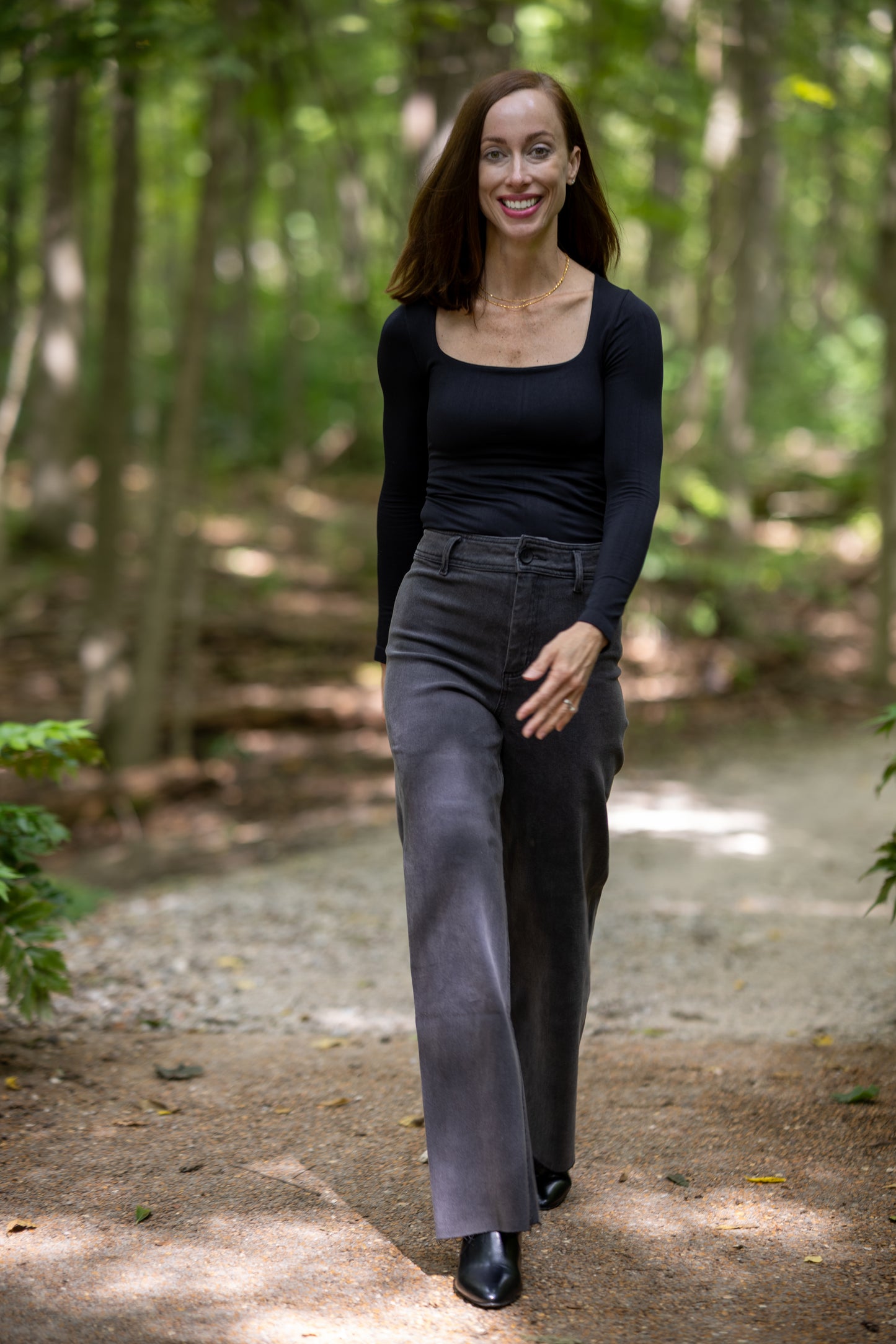 Washed Black High Rise Straight Wide Leg Jeans