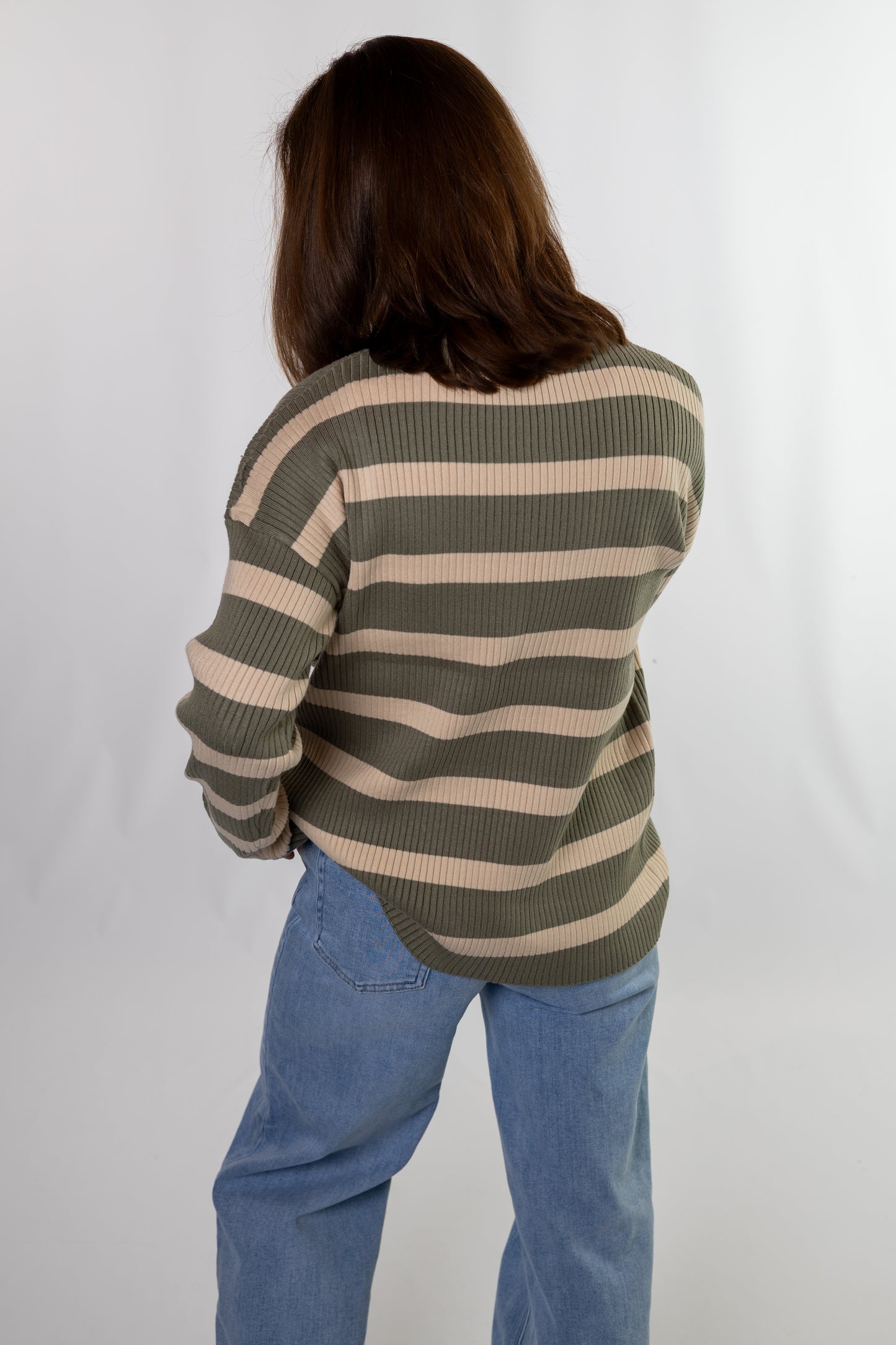 Olive Striped Knit Sweater