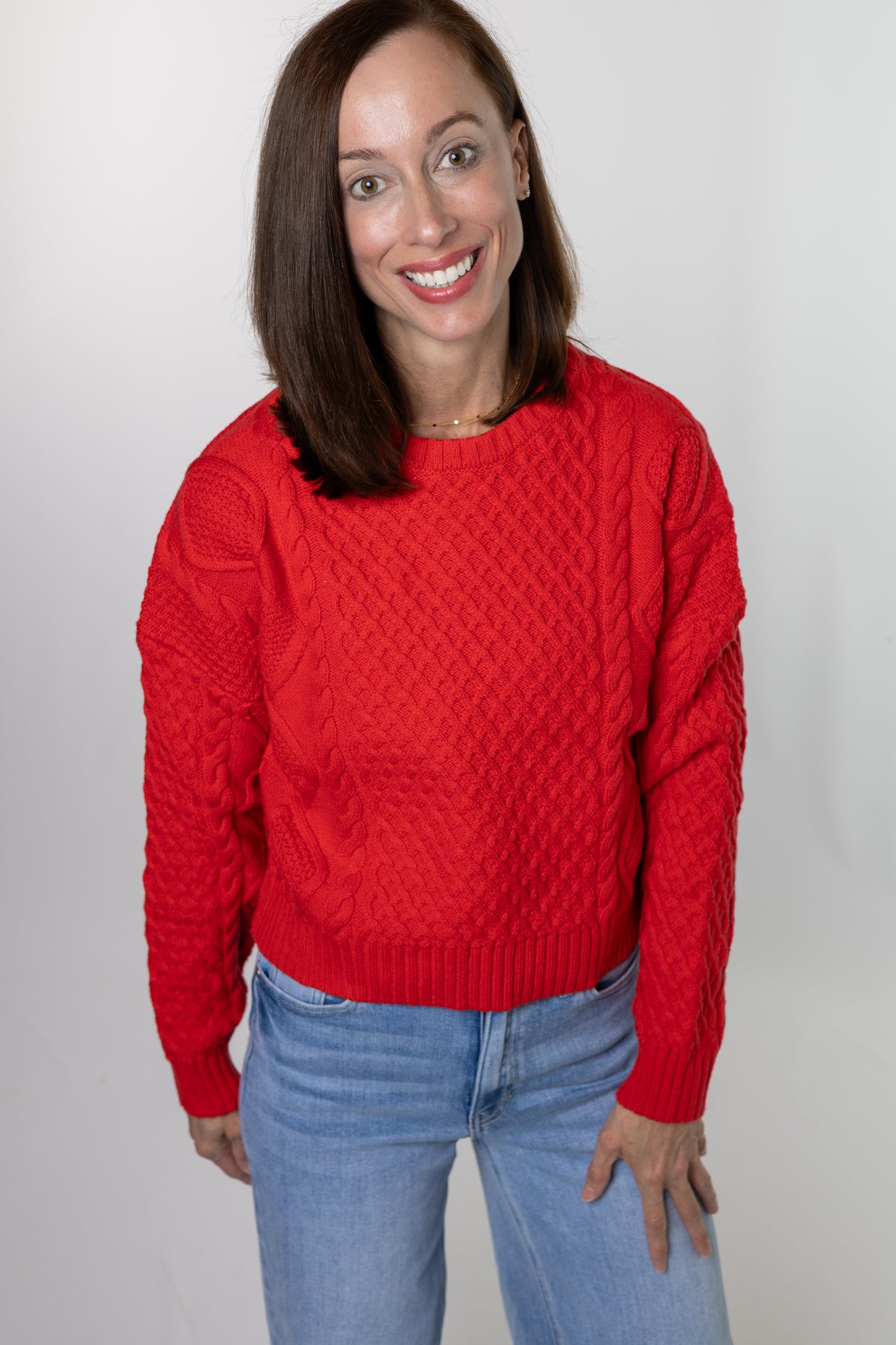 Red Cable Knit Sweater