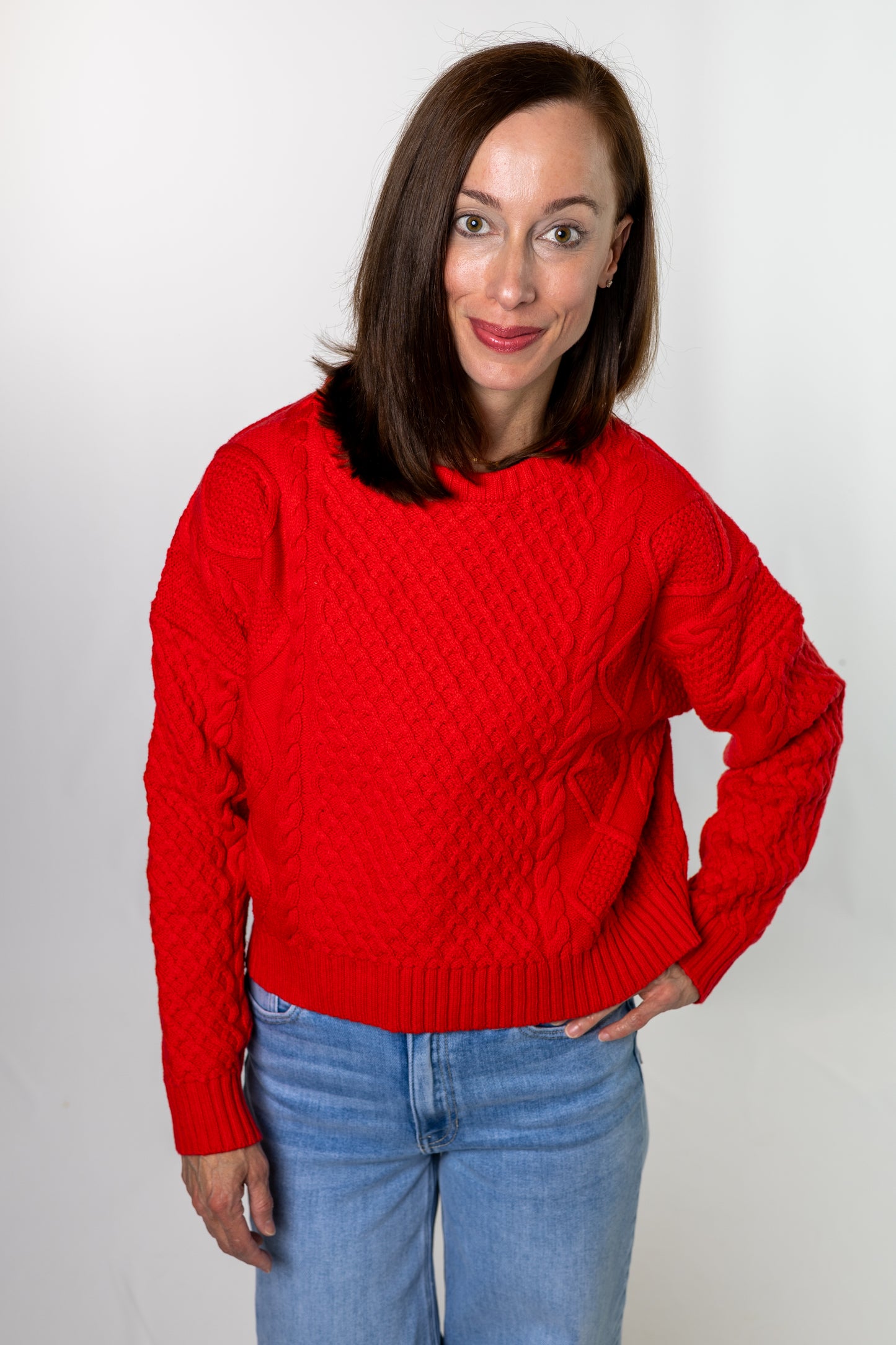 Red Cable Knit Sweater
