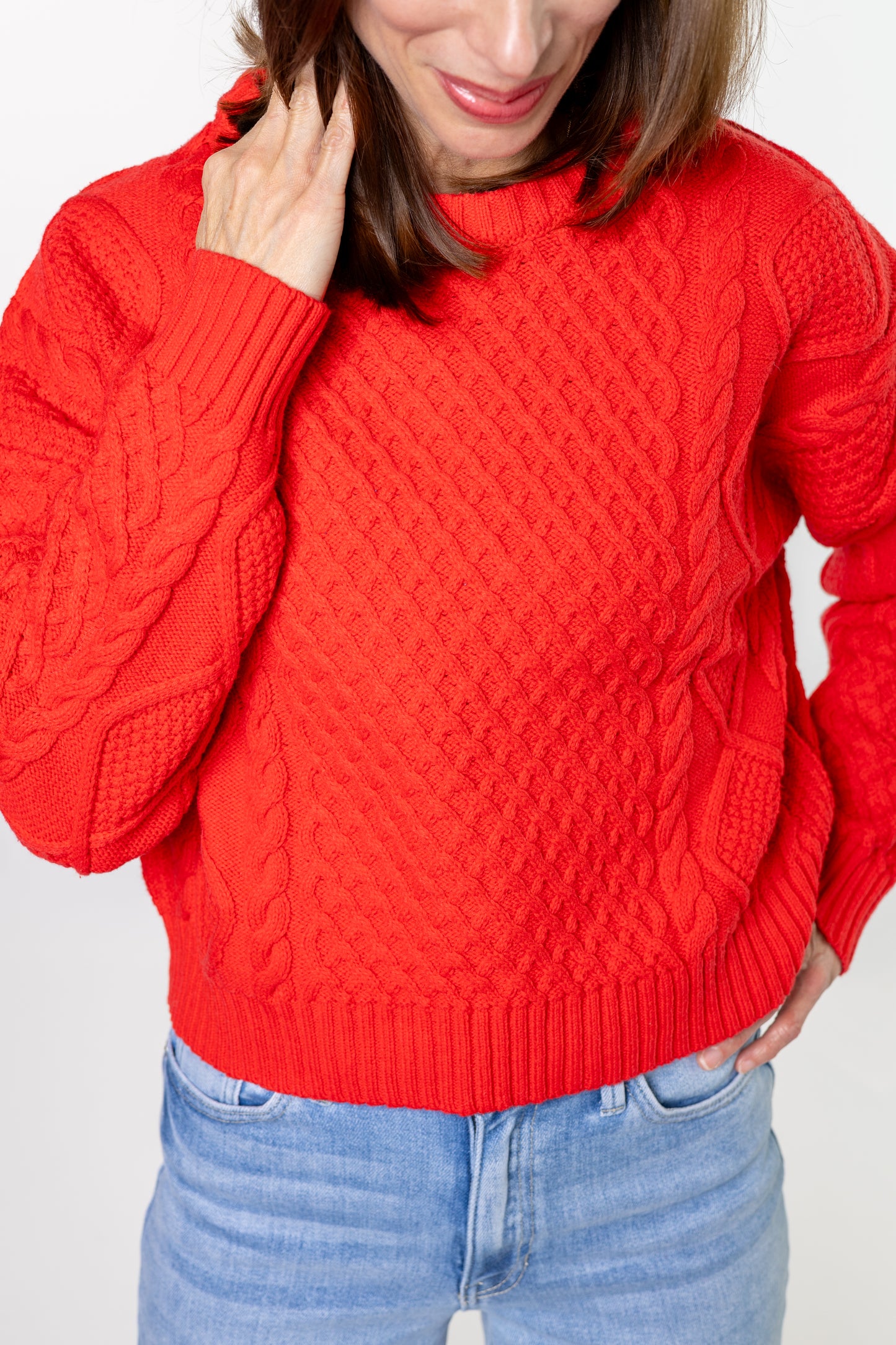 Red Cable Knit Sweater