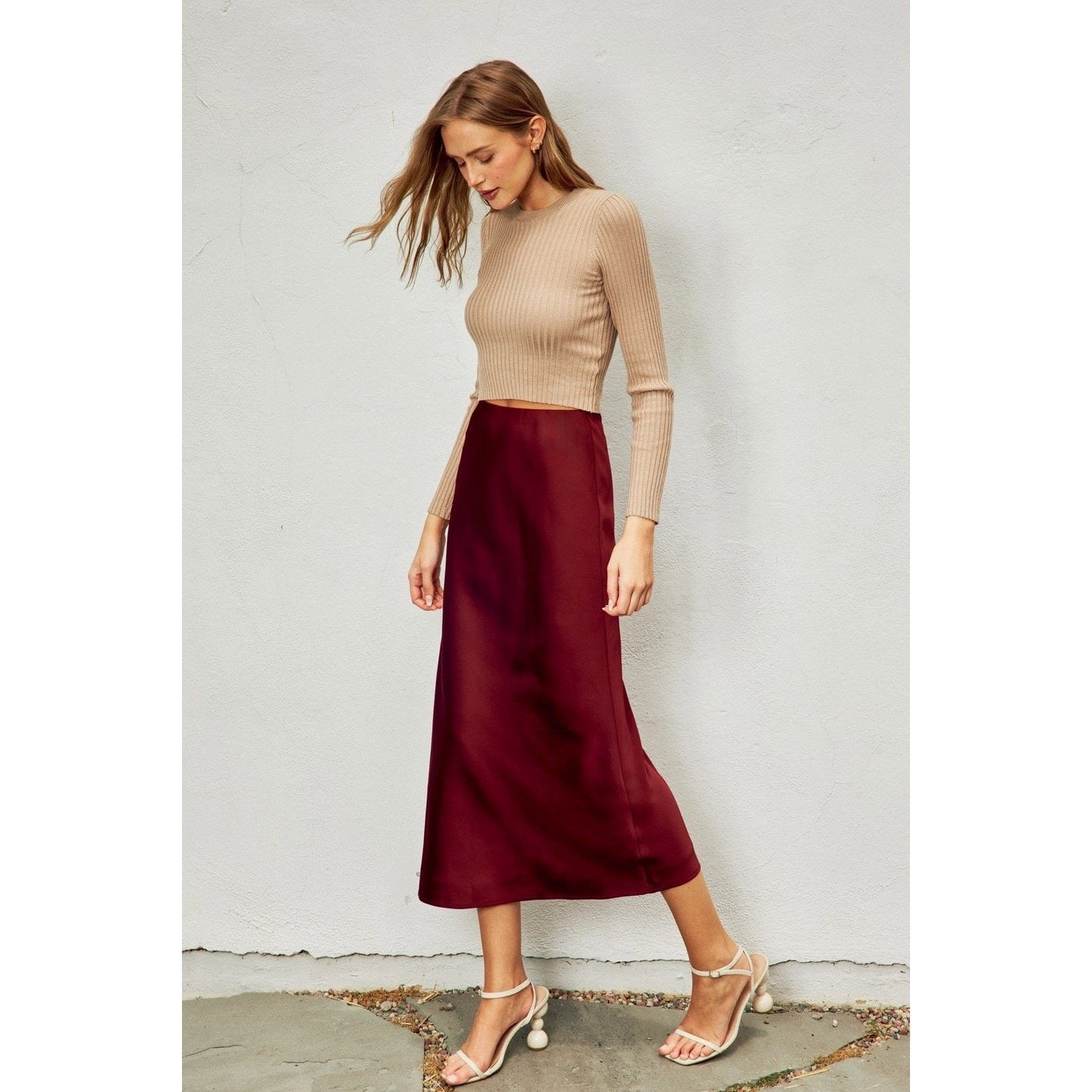 Sangria Satin Maxi Skirt