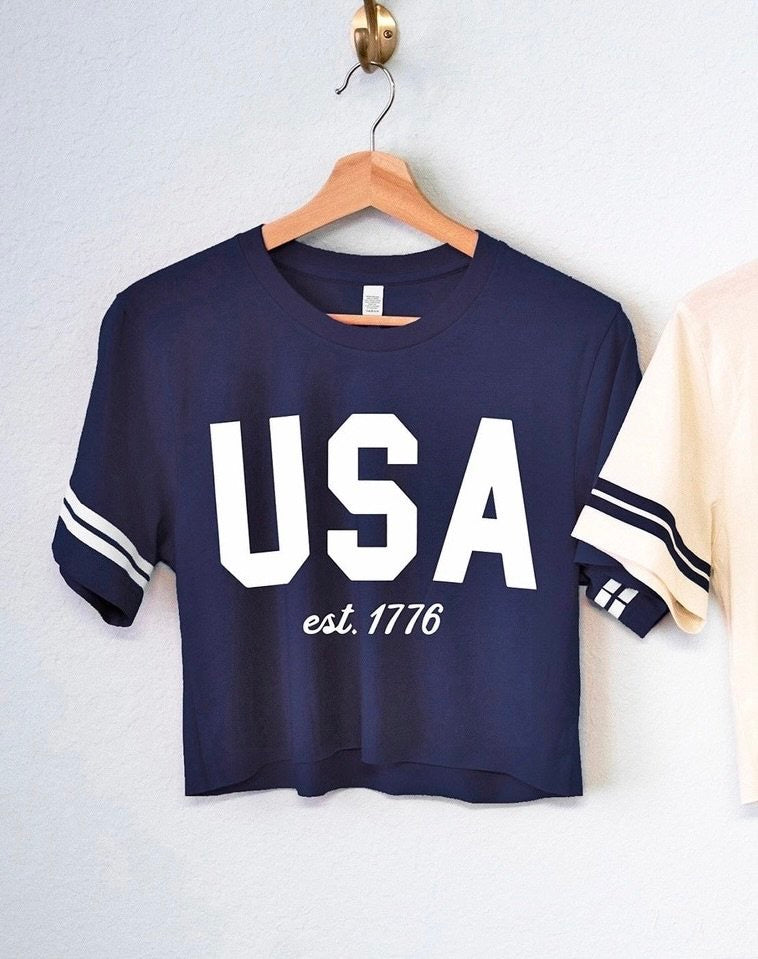 Navy USA Varsity Tee