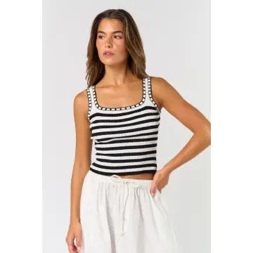 Stella Striped Ivory & Black Sweater Tank