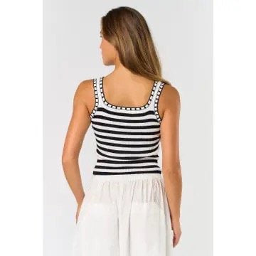 Stella Striped Ivory & Black Sweater Tank
