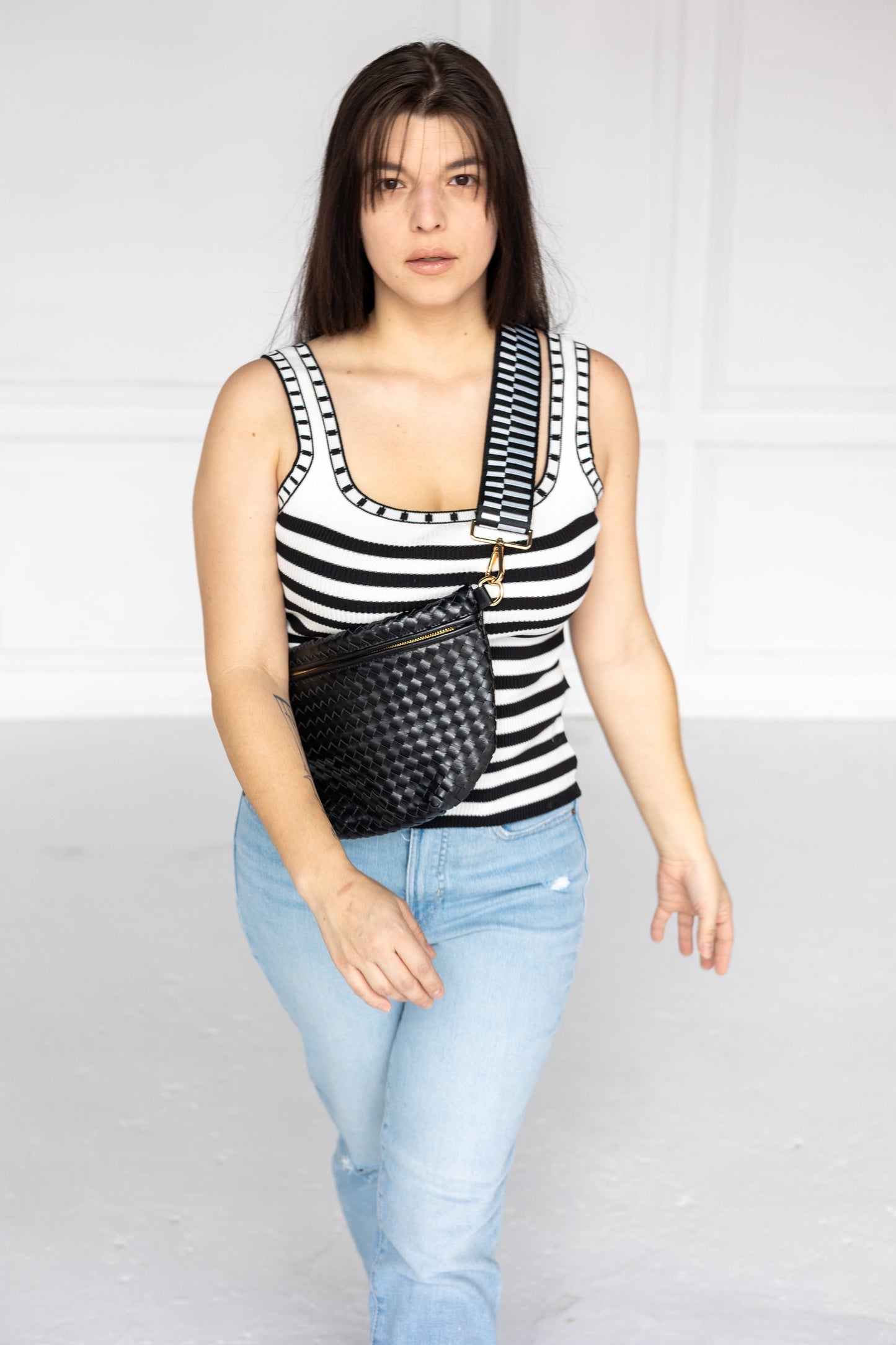 Stella Striped Ivory & Black Sweater Tank
