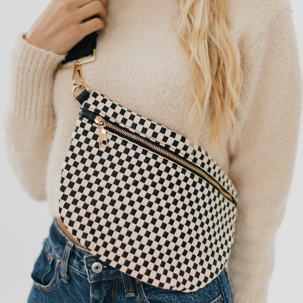 Checkered Black Westlyn Woven Bum Bag