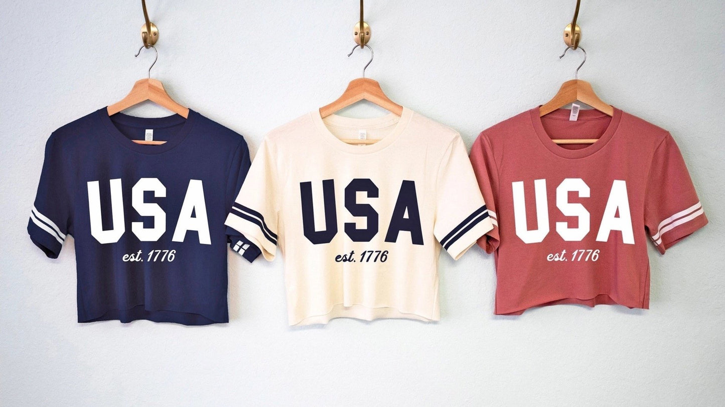 Cream USA Varsity Tee