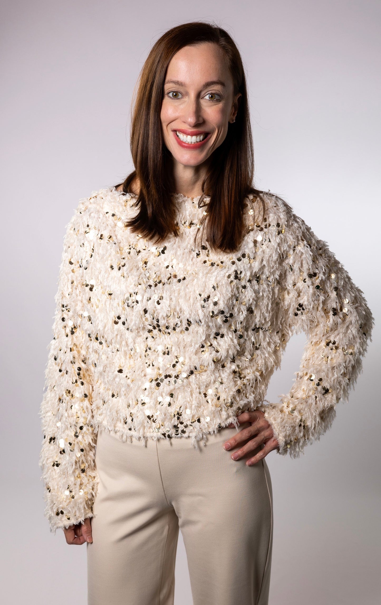 Luxe Sequin Embellished Fringe Sweater