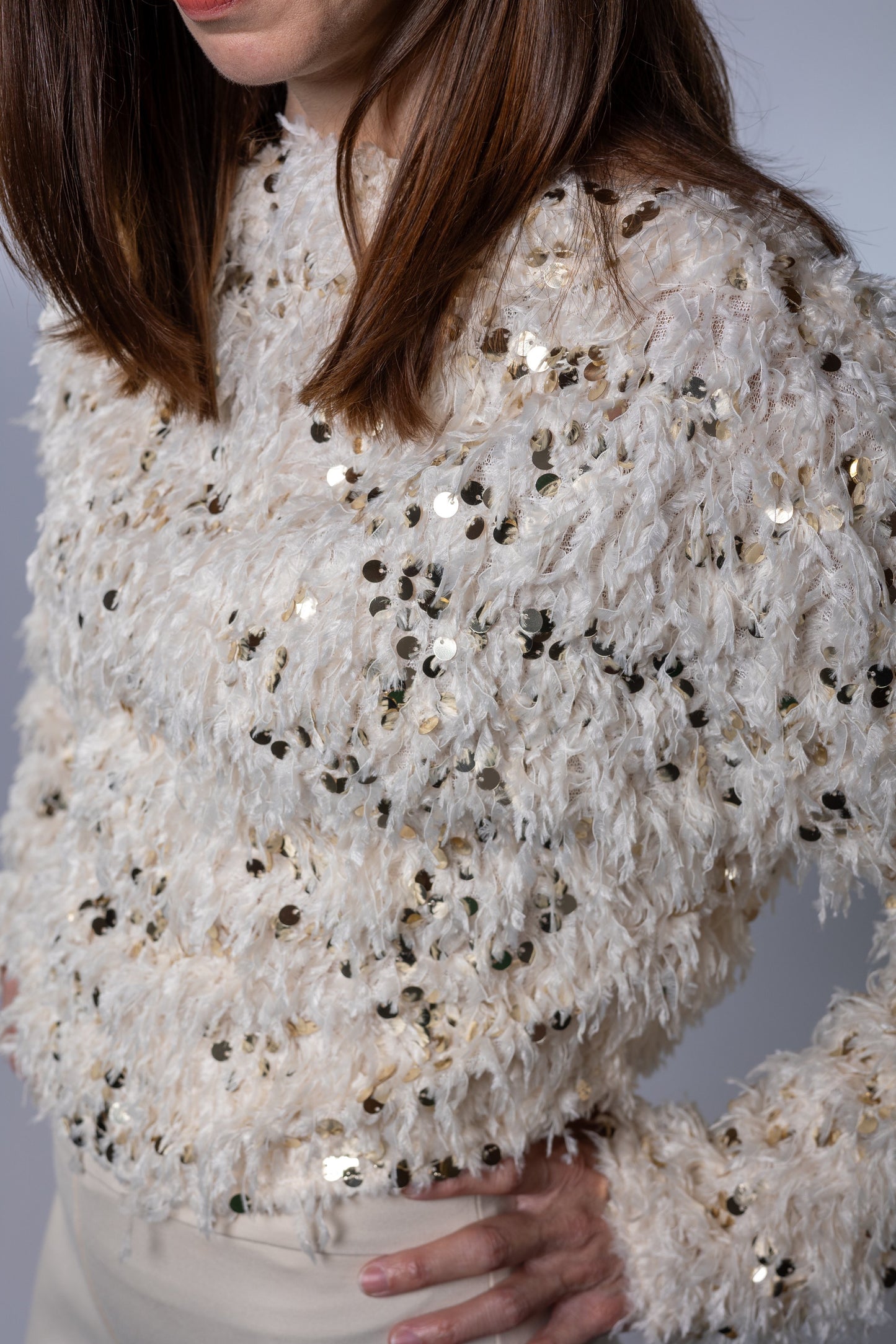 Luxe Sequin Embellished Fringe Sweater