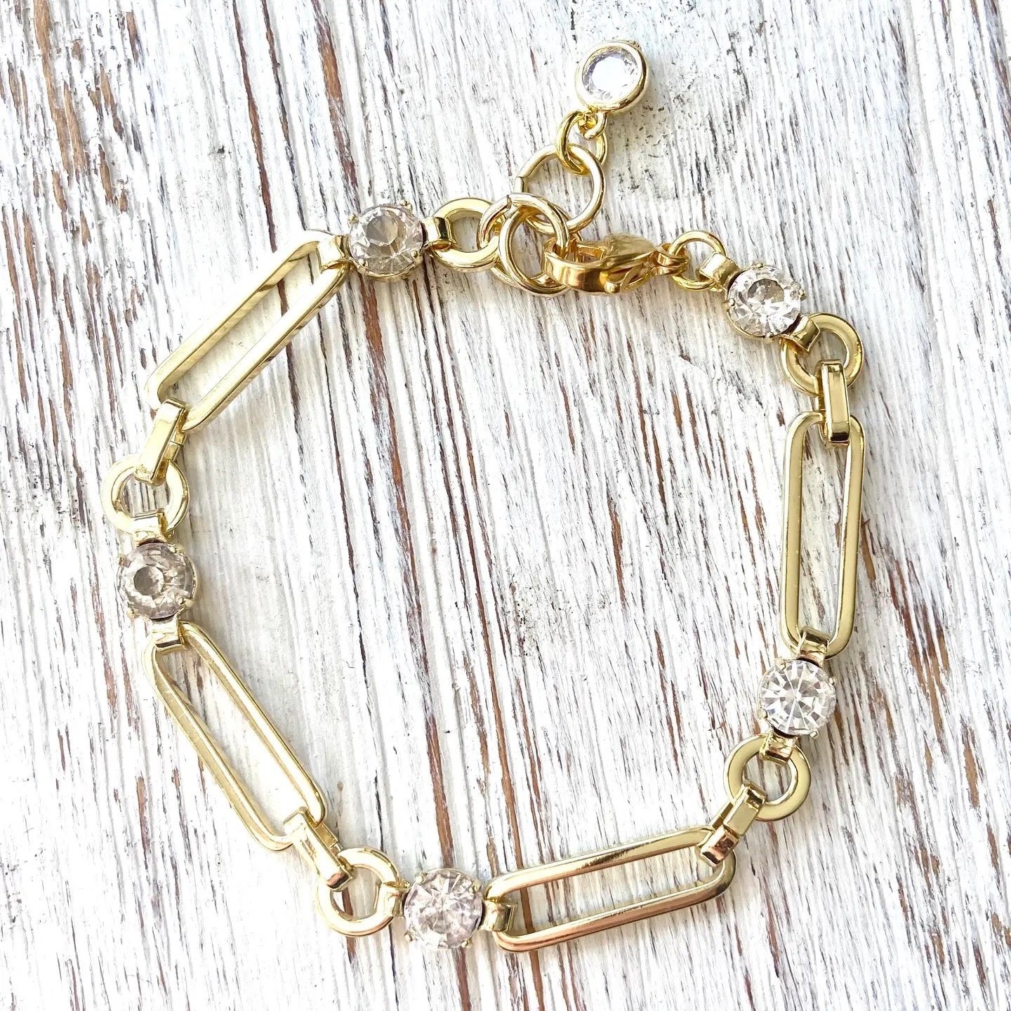 Paperclip Chain Crystal Bracelet