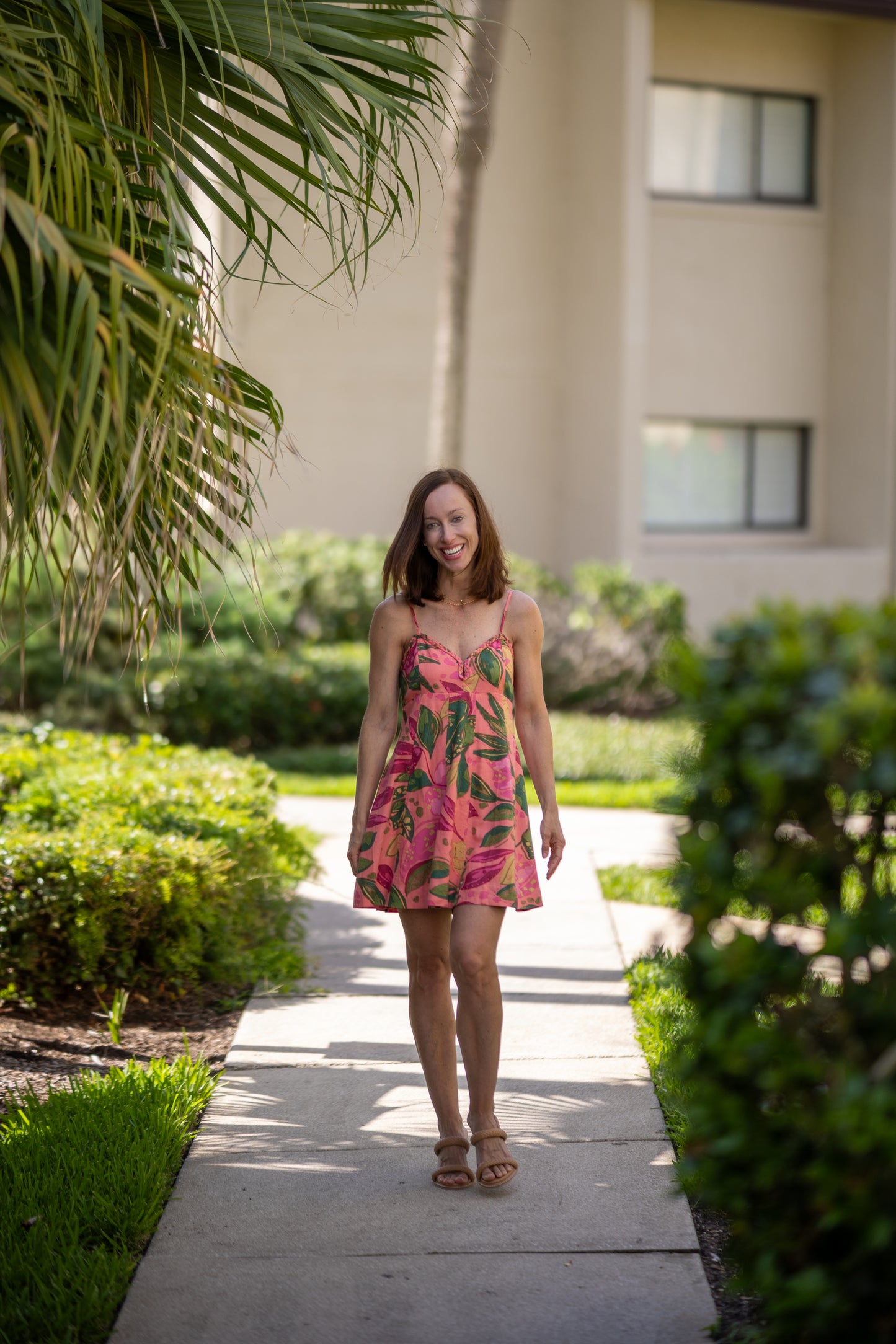 Paradise Pink Rio Linen Braided Mini Dress