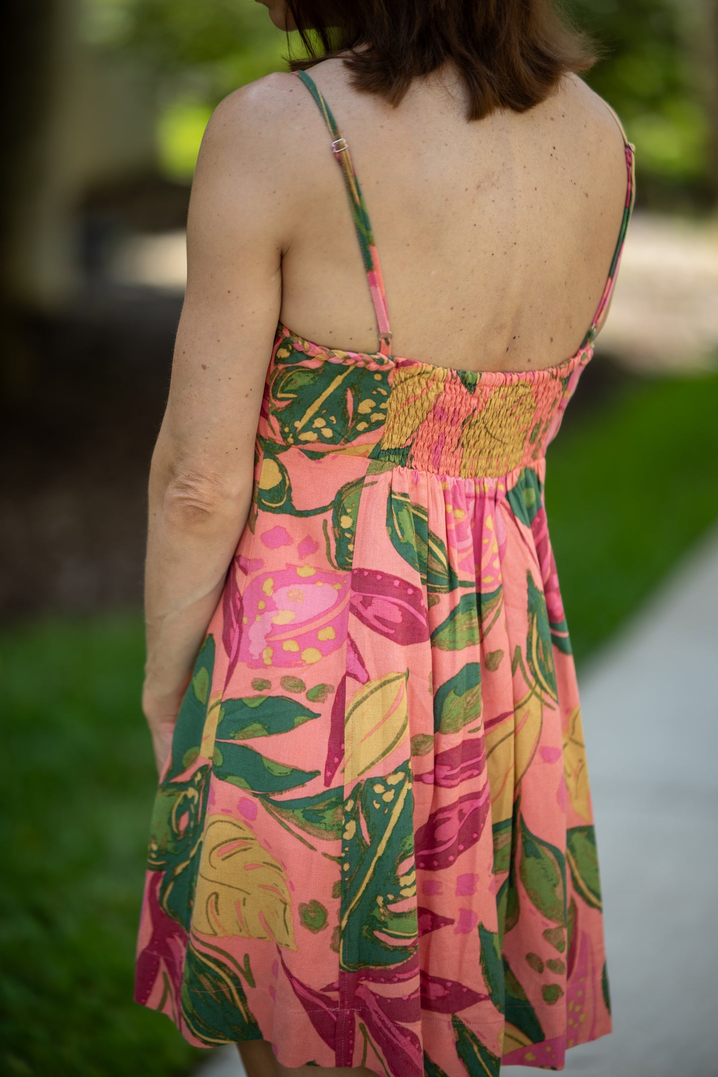 Paradise Pink Rio Linen Braided Mini Dress