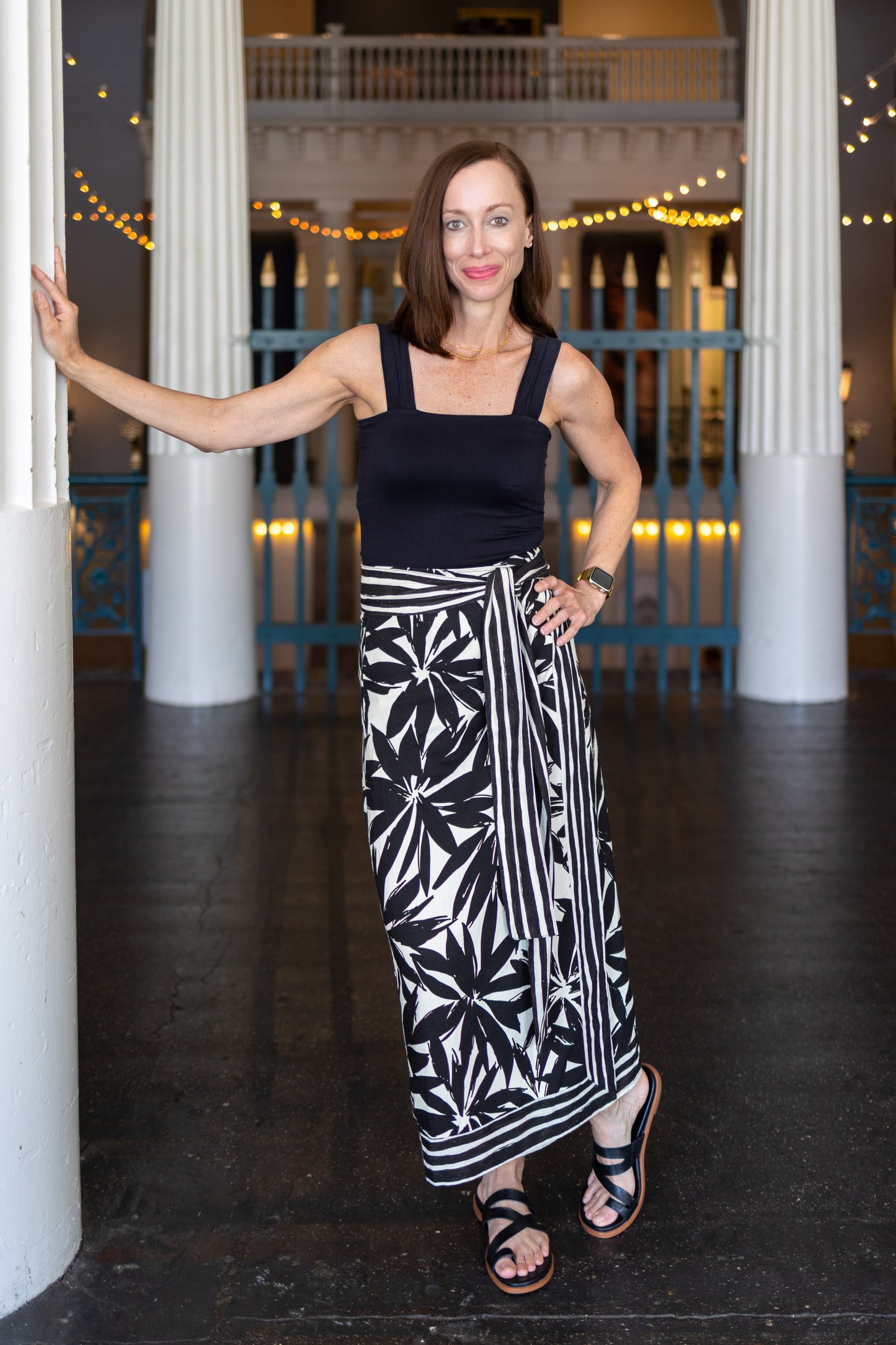 Maya Floral Print Linen Wrap Skirt