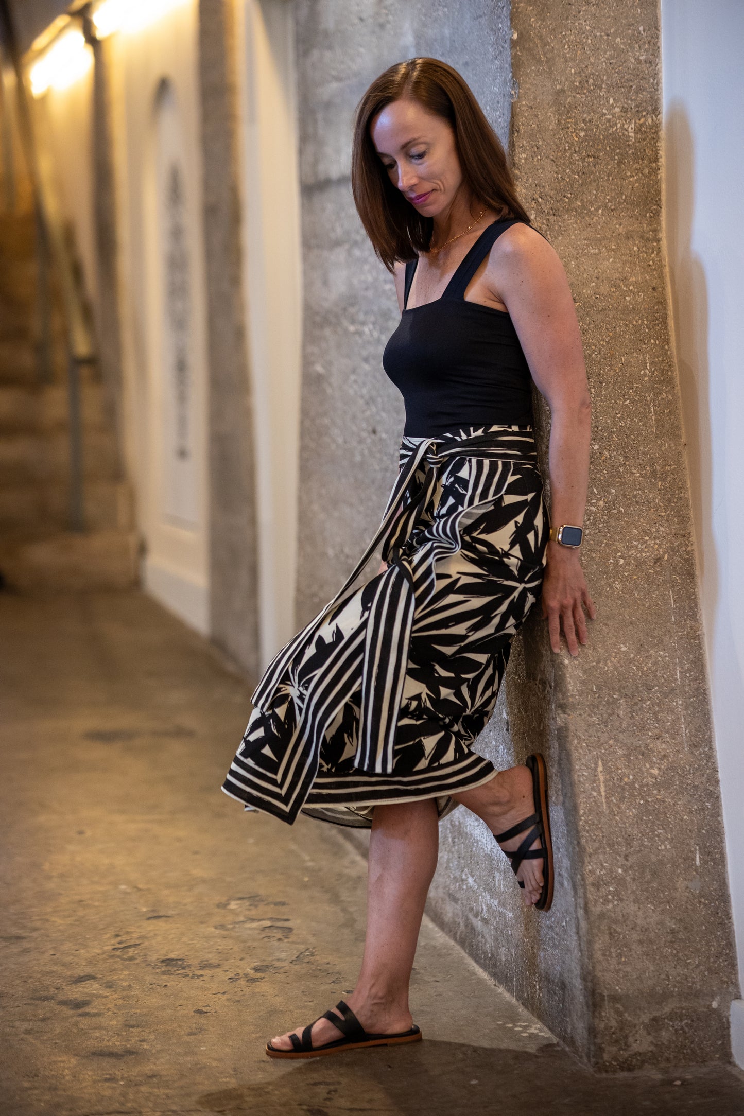 Maya Floral Print Linen Wrap Skirt