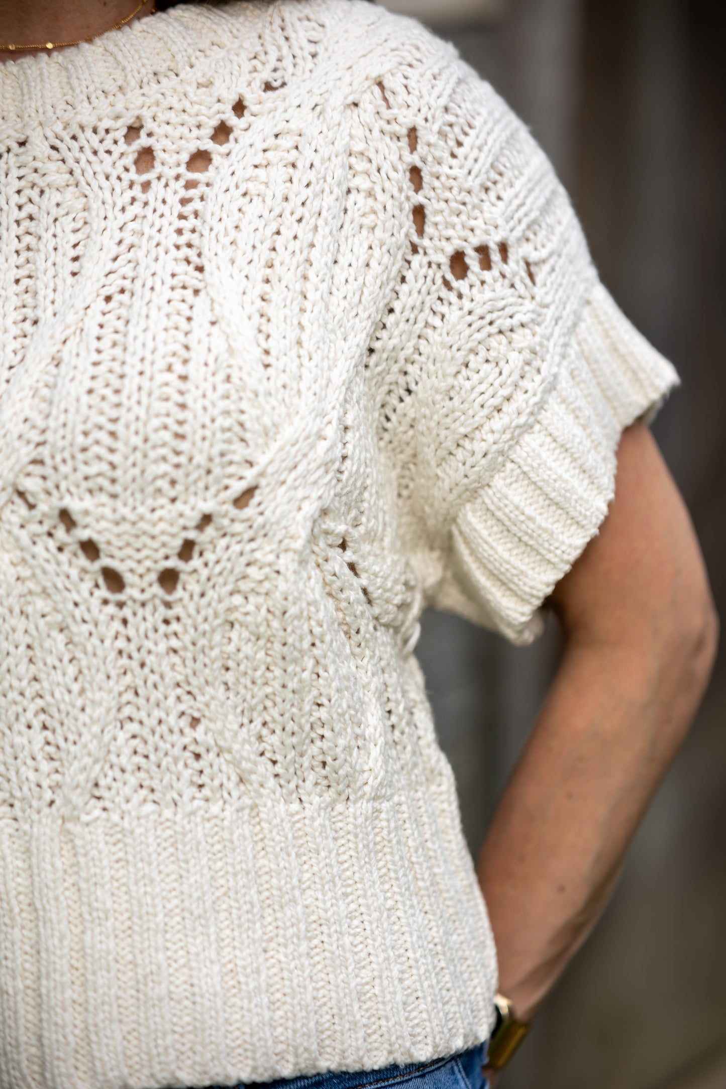 Cali Cream Crochet Sweater