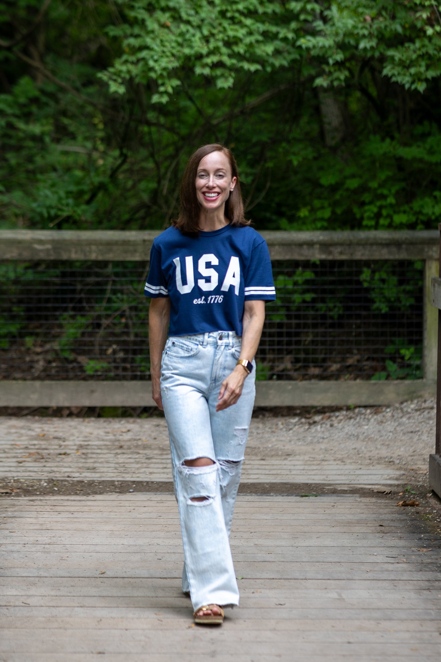 Navy USA Varsity Tee