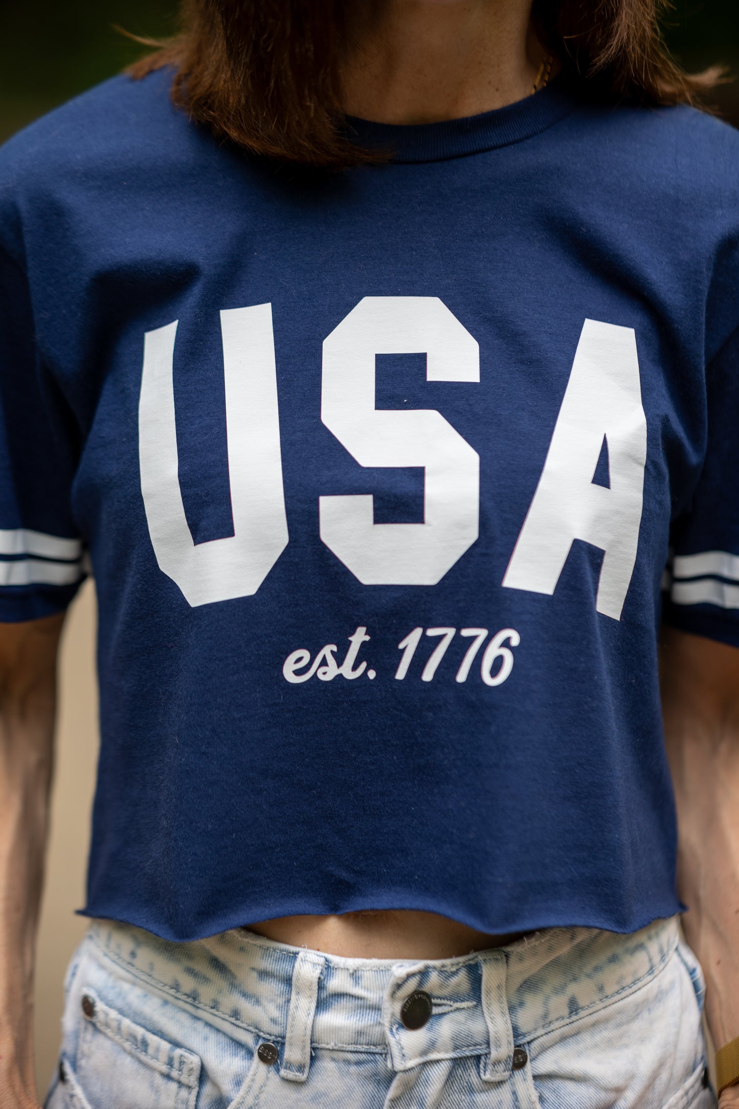 Navy USA Varsity Tee
