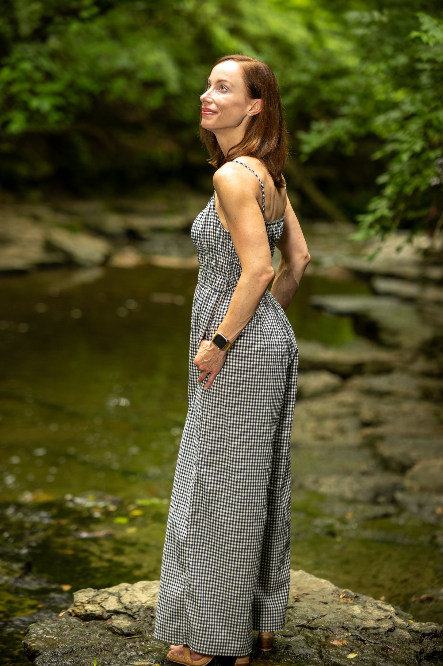 Navy Gingham Jumpsuit