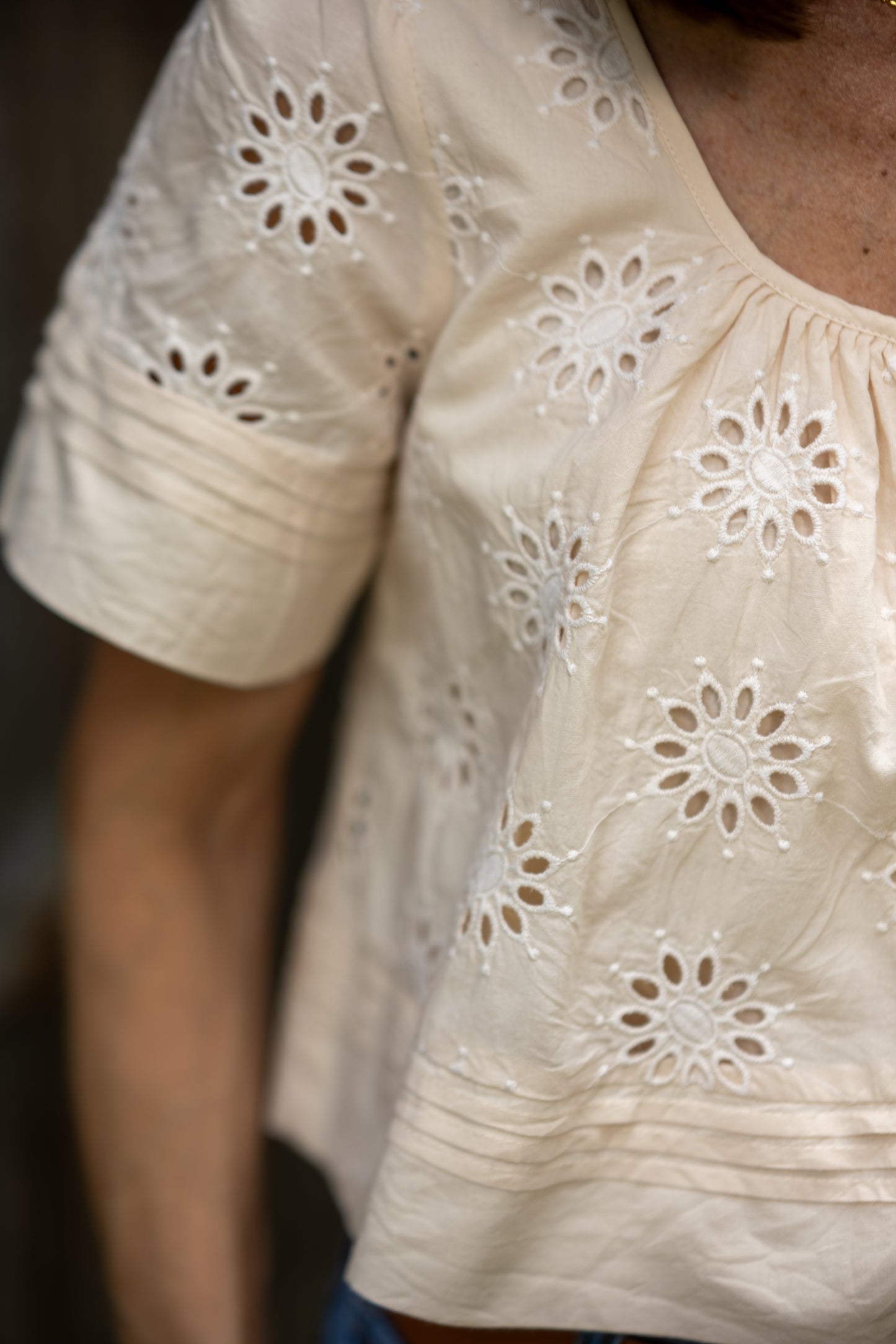 Calia Floral Eyelet Top