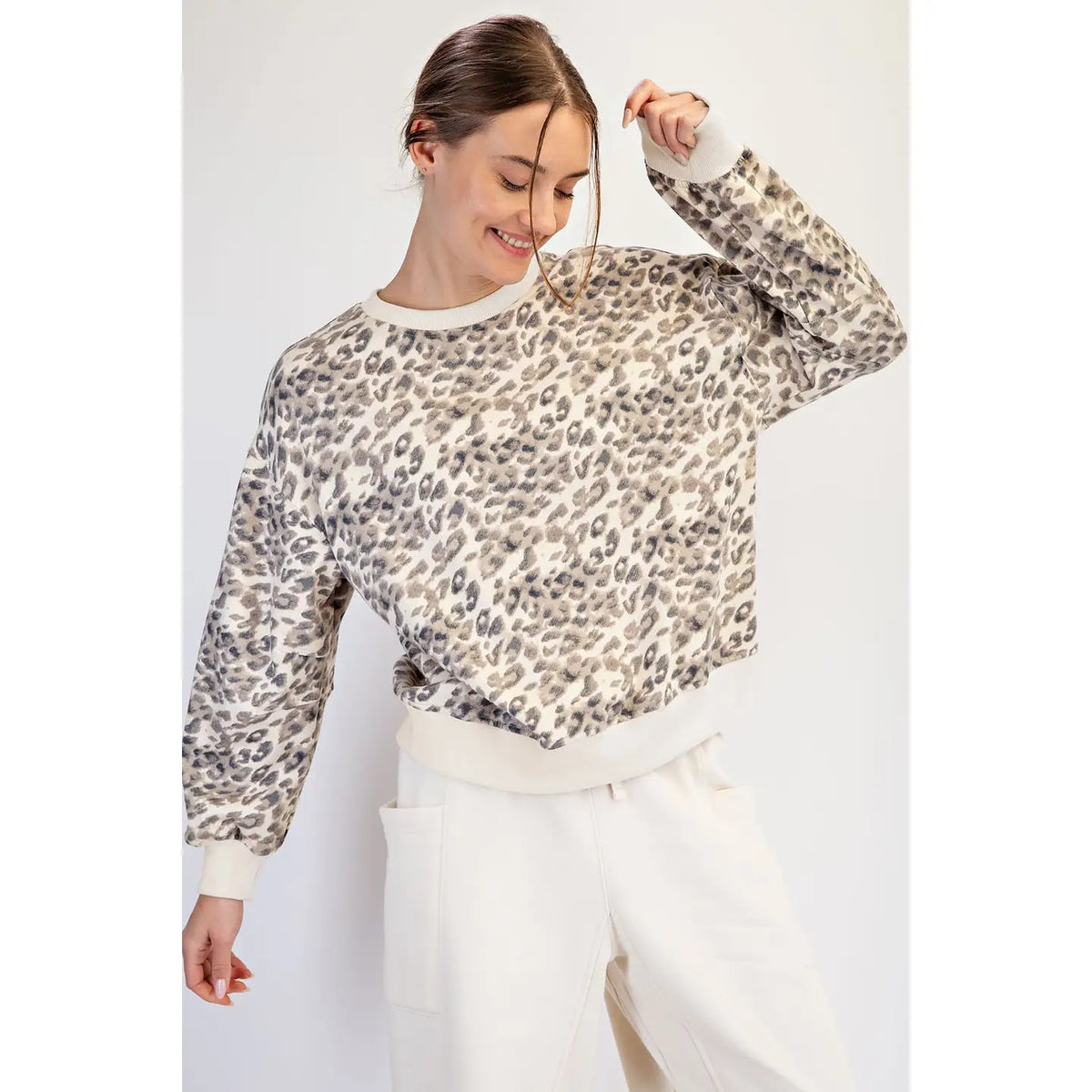 Leopard Print French Terry Sweatshirt