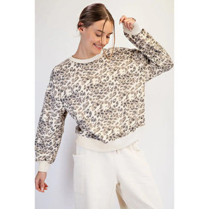 Leopard Print French Terry Sweatshirt