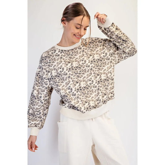 Leopard Print French Terry Sweatshirt