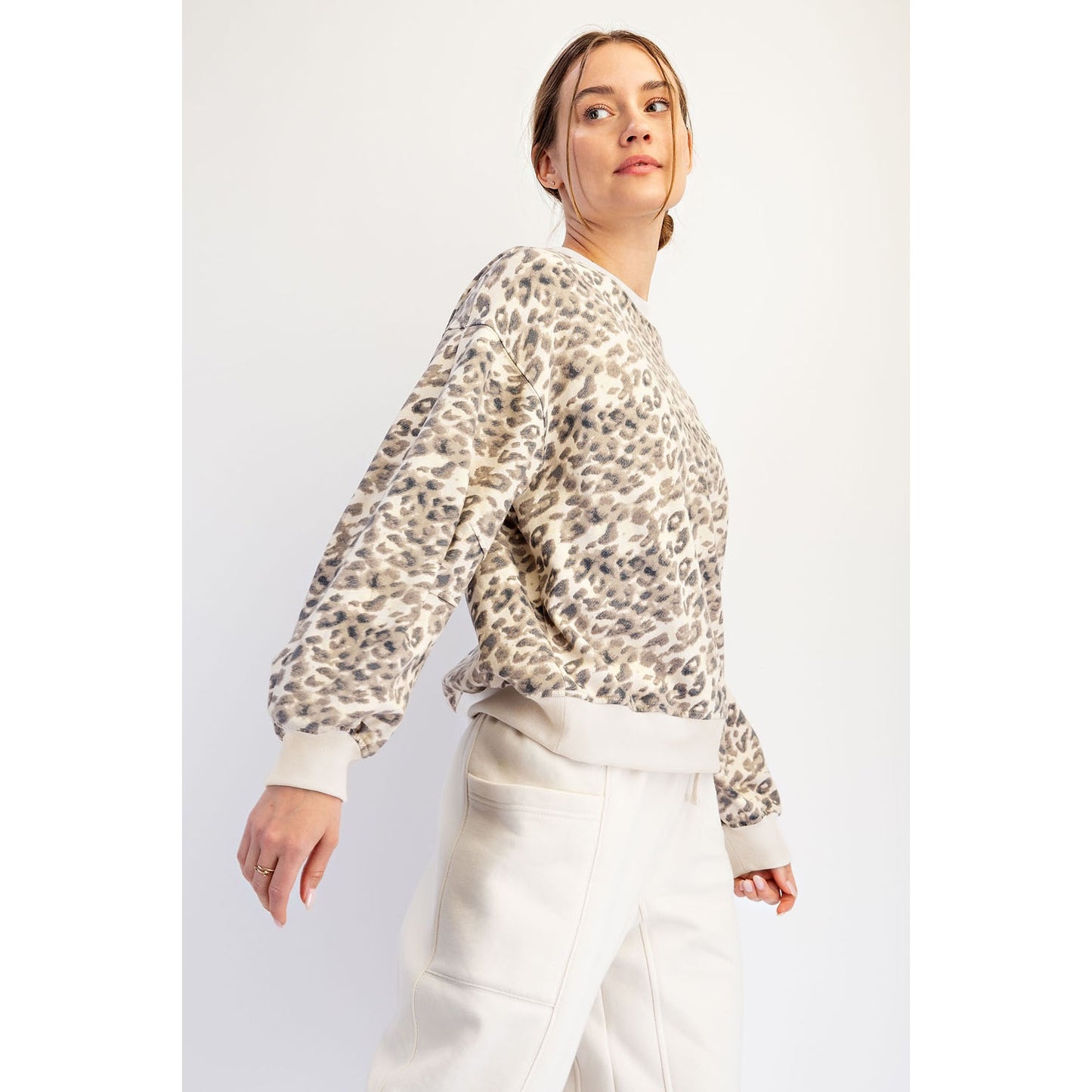 Leopard Print French Terry Sweatshirt