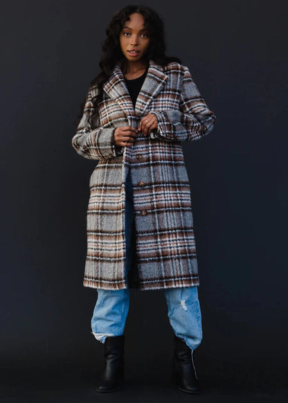 Sienna Plaid Long Coat