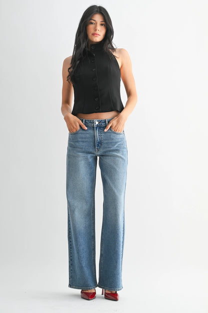 high rise straight leg jeans