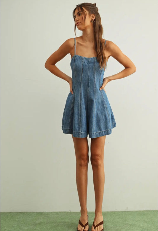 Washed Denim Romper