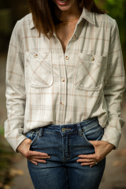 Plaid Flannel Button-Up Shirt