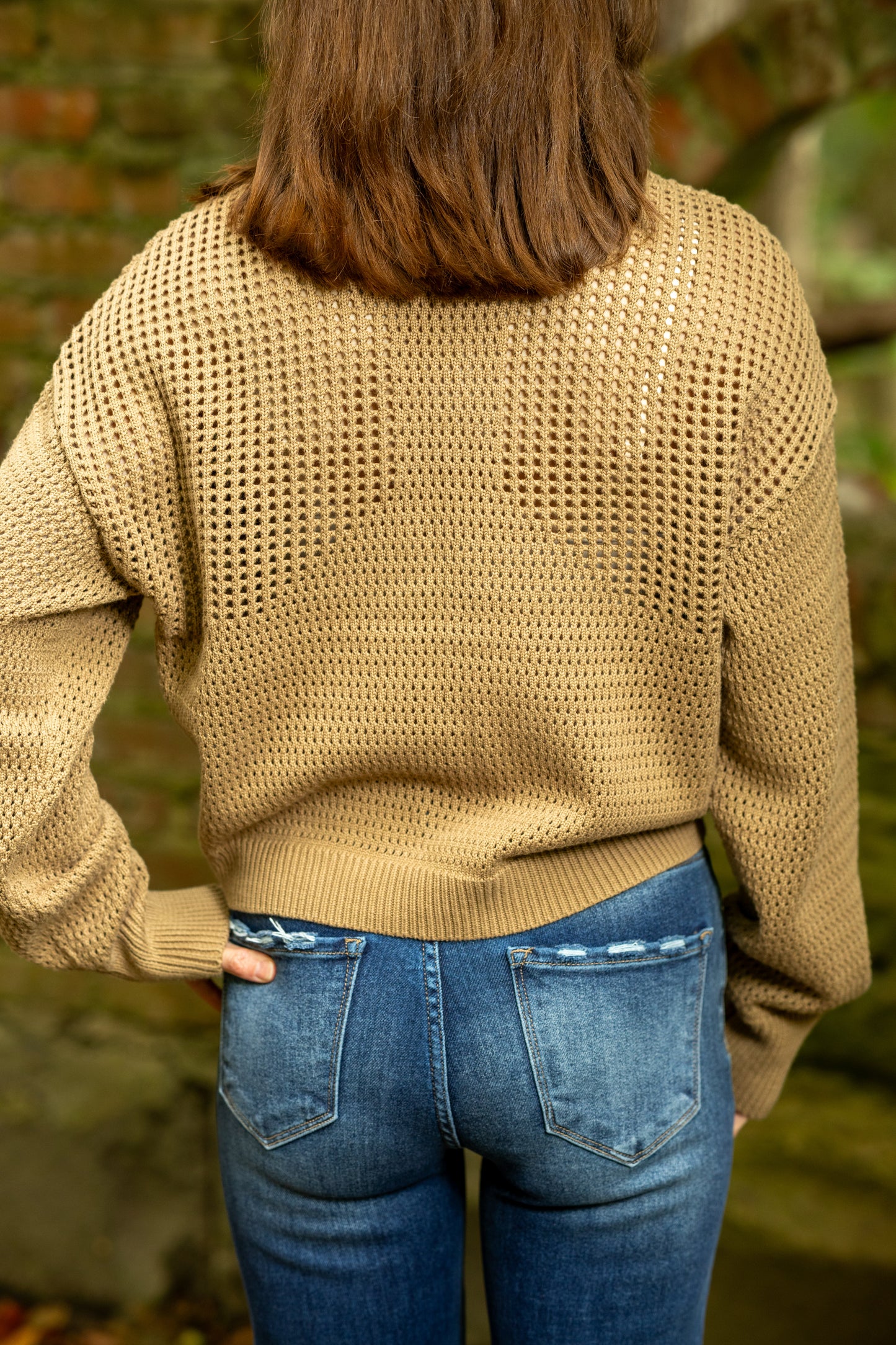 Oak Open Knit Sweater -Y-Pattern Back