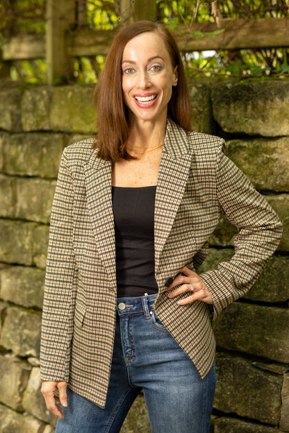 Chestnut Houndstooth Tailored Blazer