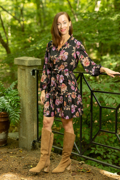 Midnight Rose Tiered Mini Dress