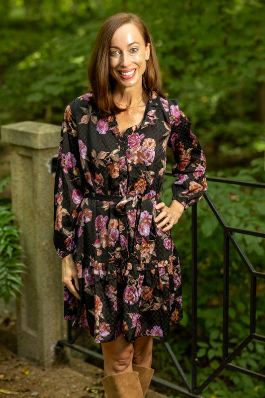 Midnight Rose Tiered Mini Dress