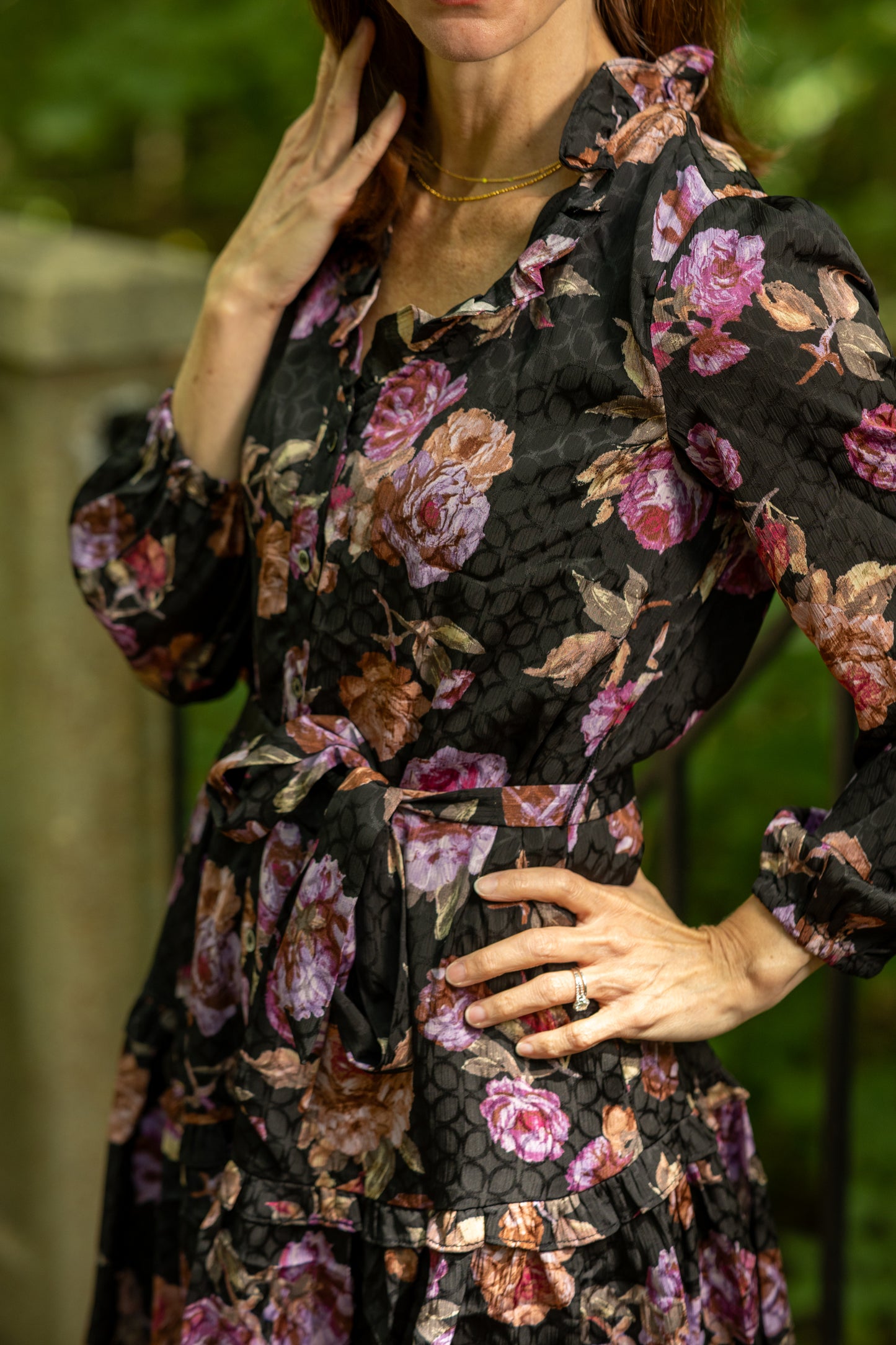 Midnight Rose Tiered Mini Dress