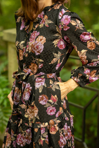 Midnight Rose Tiered Mini Dress