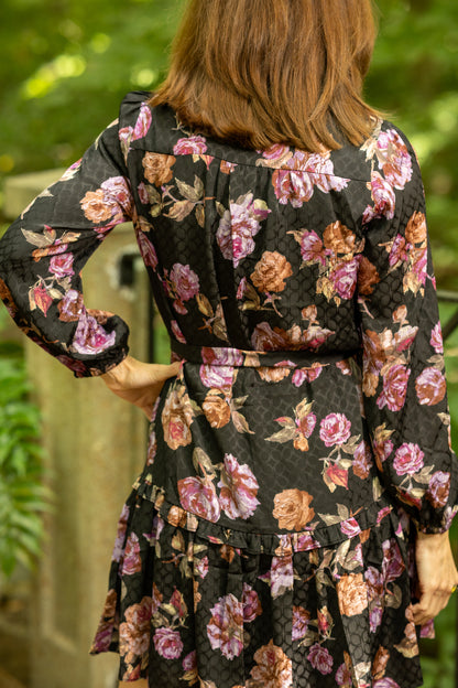 Midnight Rose Tiered Mini Dress