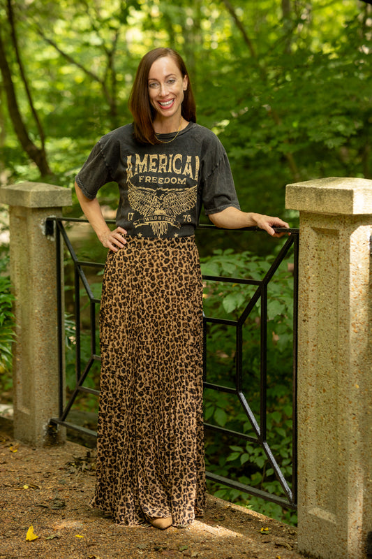 Leopard Animal Print Pleated Skirt