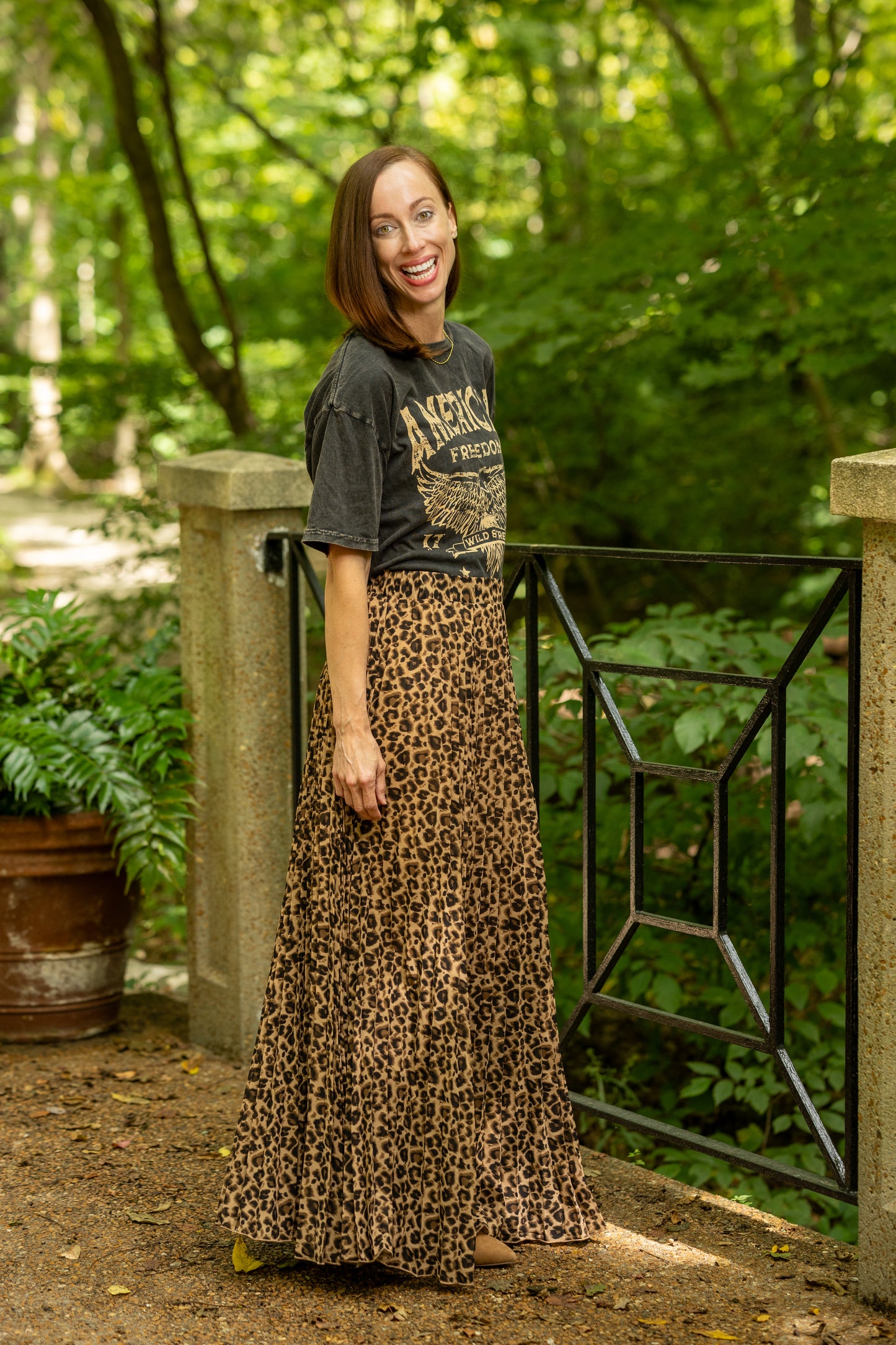 Leopard Animal Print Pleated Skirt