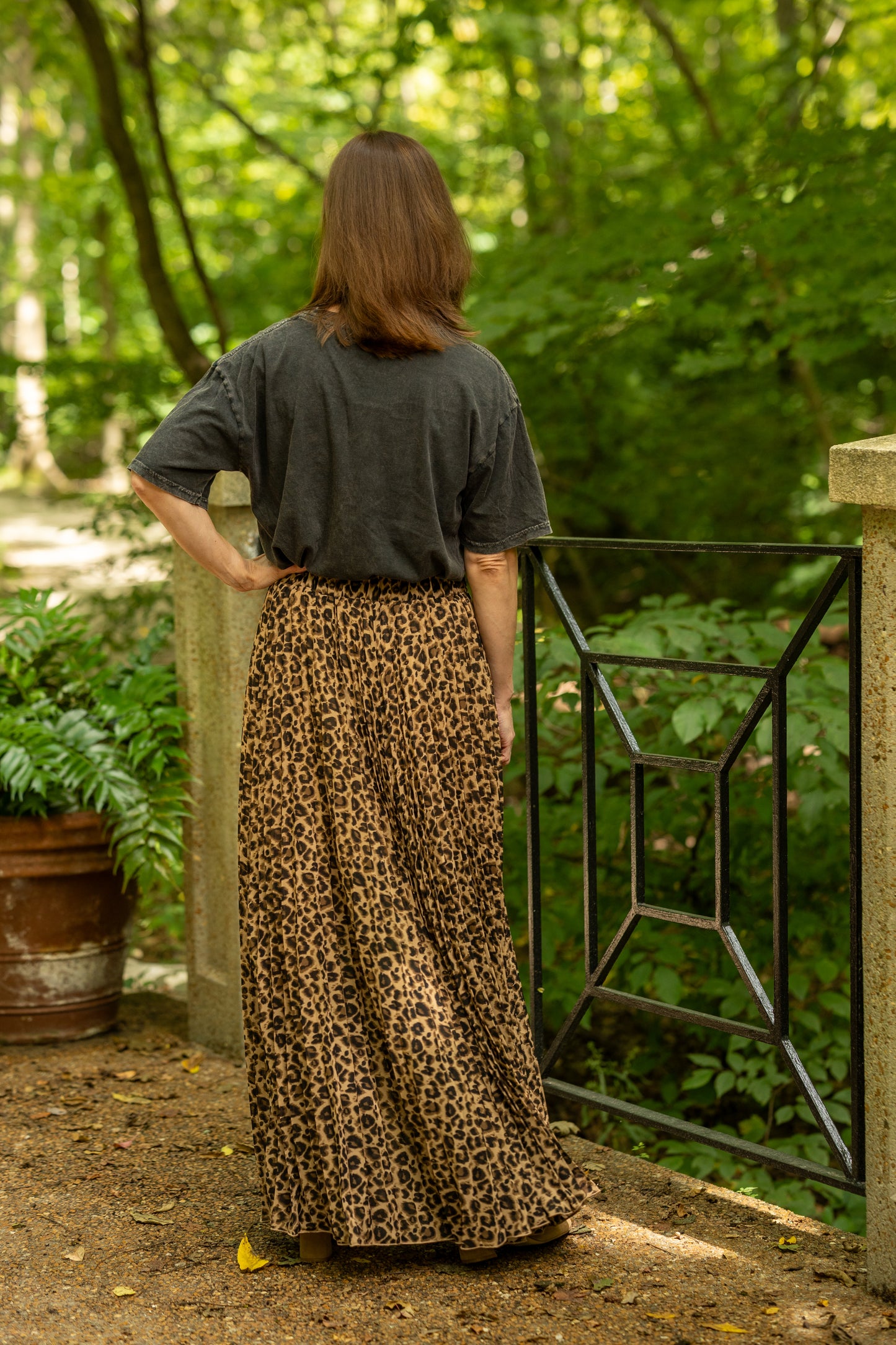 Leopard Animal Print Pleated Skirt