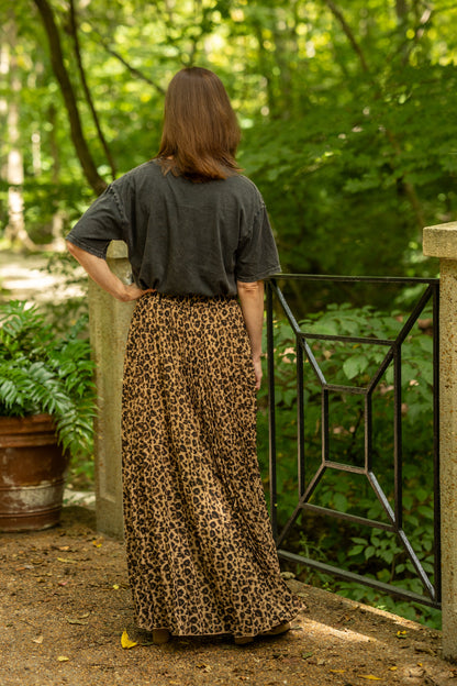 Leopard Animal Print Pleated Skirt