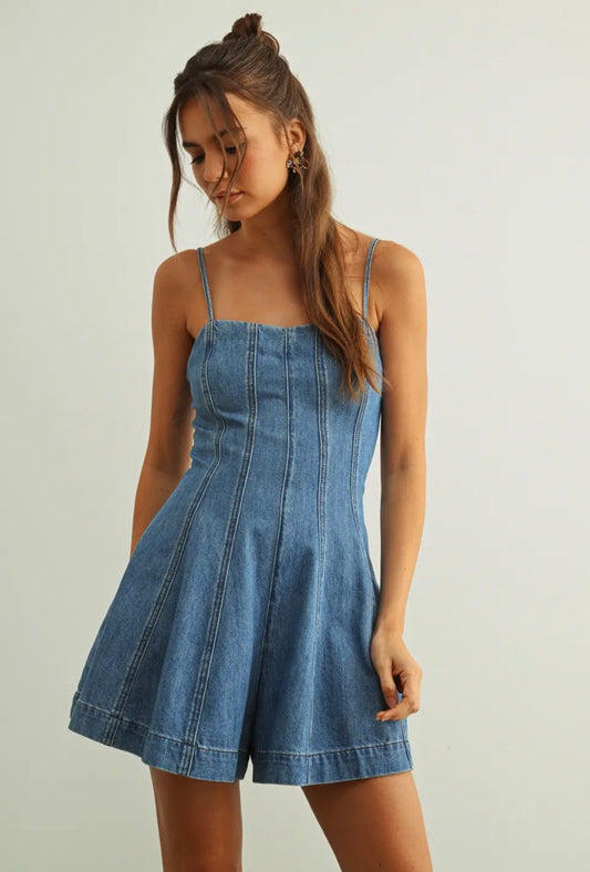 Washed Denim Romper