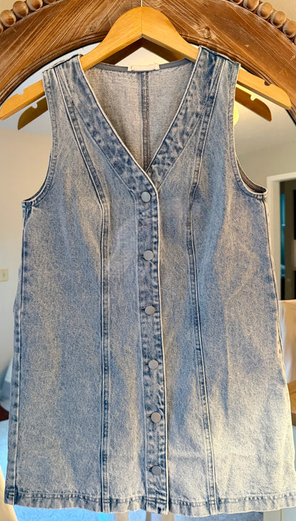 Denim Button Front Mini Dress
