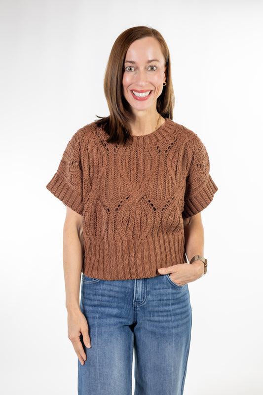Cali Brown Crochet Sweater