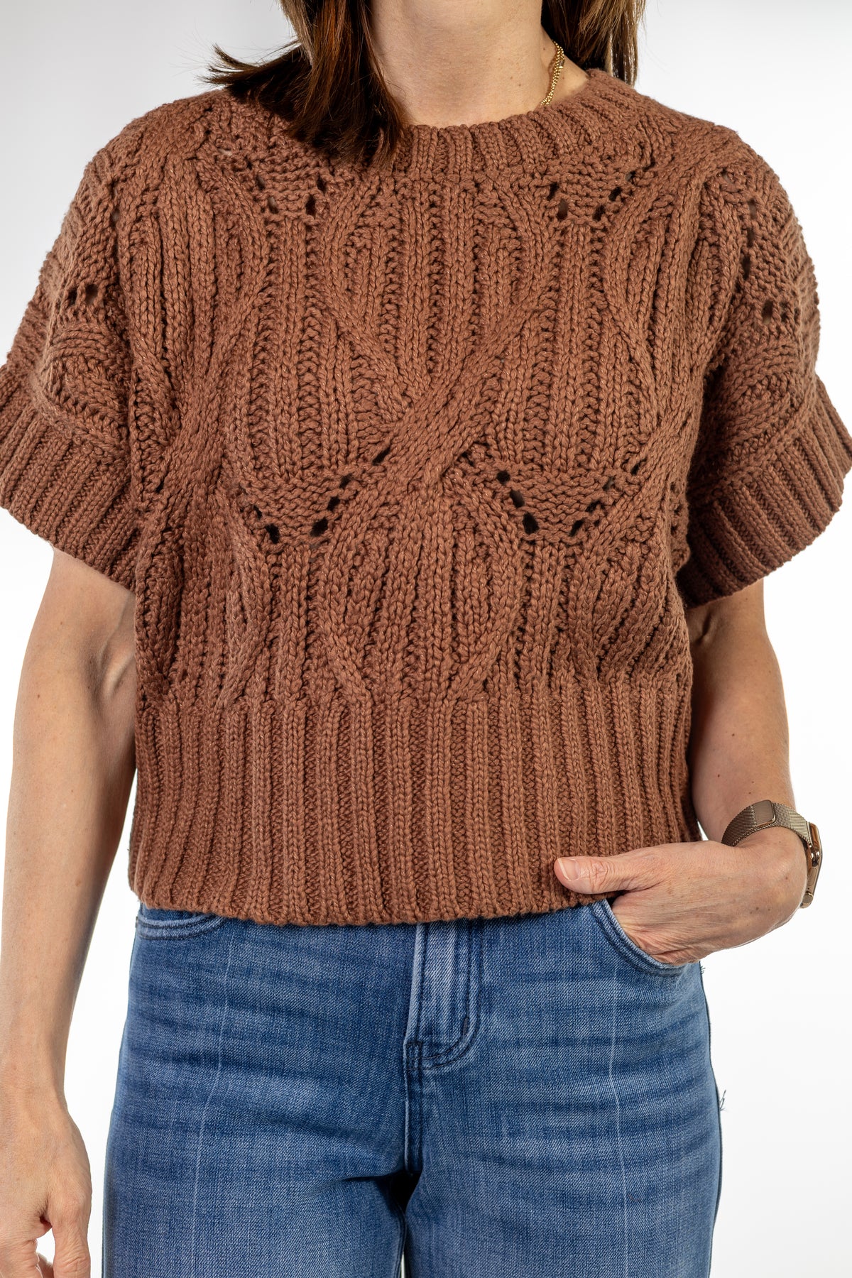 Cali Brown Crochet Sweater